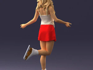000495 Young Woman Ice Skating Realistic Female Character 3D Model