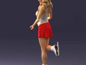 000495 Young Woman Ice Skating Realistic Female Character 3D Model