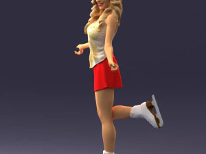 000495 Young Woman Ice Skating Realistic Female Character 3D Model