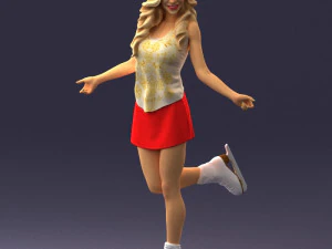 000495 Young Woman Ice Skating Realistic Female Character 3D Model