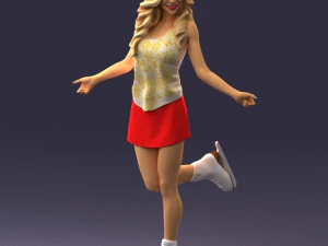 000495 Young Woman Ice Skating Realistic Female Character 3D Model
