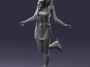 000495 Young Woman Ice Skating Realistic Female Character 3D Model