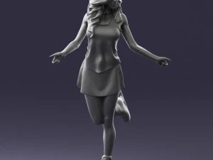 000495 Young Woman Ice Skating Realistic Female Character 3D Model