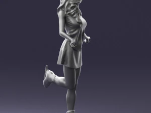 000495 Young Woman Ice Skating Realistic Female Character 3D Model