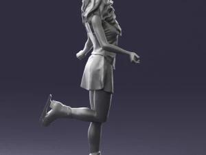 000495 Young Woman Ice Skating Realistic Female Character 3D Model