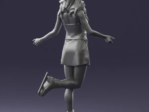000495 Young Woman Ice Skating Realistic Female Character 3D Model