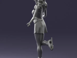 000495 Young Woman Ice Skating Realistic Female Character 3D Model