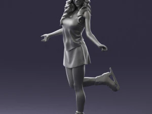 000495 Young Woman Ice Skating Realistic Female Character 3D Model