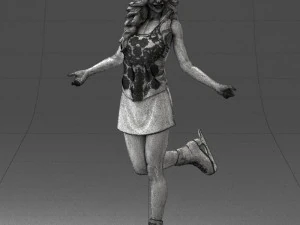 000495 Young Woman Ice Skating Realistic Female Character 3D Model
