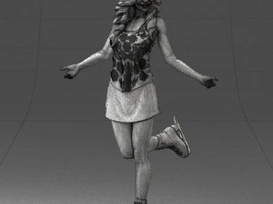 000495 Young Woman Ice Skating Realistic Female Character 3D Model