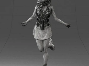 000495 Young Woman Ice Skating Realistic Female Character 3D Model