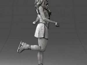 000495 Young Woman Ice Skating Realistic Female Character 3D Model