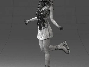 000495 Young Woman Ice Skating Realistic Female Character 3D Model