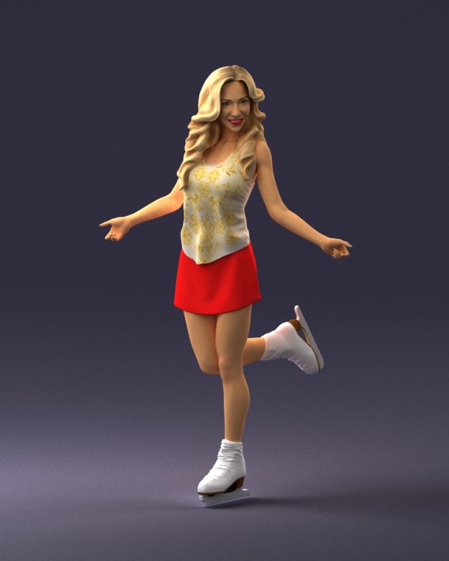 ice skating woman 0159-3 3d print ready 3D 打印模型 .c4d .max .obj .3ds .fbx .stl .blend 