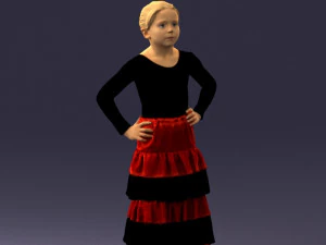 000498 Young Girl in Flamenco Dress 3d print ready 3D Print Model