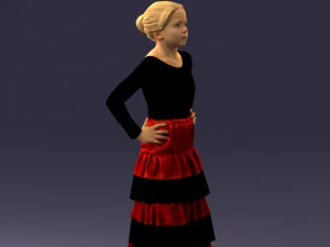 000498 Young Girl in Flamenco Dress 3d print ready 3D Print Model