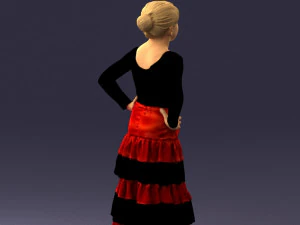 000498 Young Girl in Flamenco Dress 3d print ready 3D Print Model