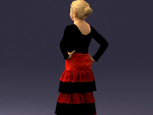 000498 Young Girl in Flamenco Dress 3d print ready 3D Print Model
