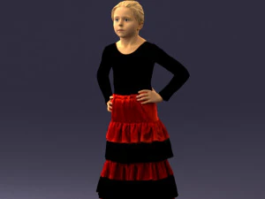 000498 Young Girl in Flamenco Dress 3d print ready 3D Print Model