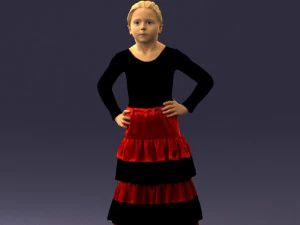 000498 Young Girl in Flamenco Dress 3d print ready 3D Print Model