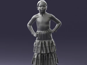 000498 Young Girl in Flamenco Dress 3d print ready 3D Print Model