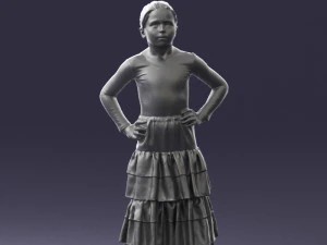 000498 Young Girl in Flamenco Dress 3d print ready 3D Print Model