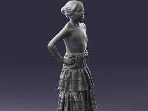 000498 Young Girl in Flamenco Dress 3d print ready 3D Print Model