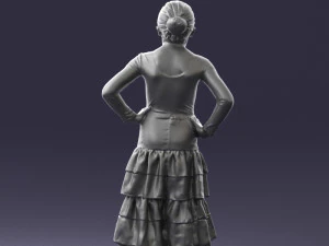 000498 Young Girl in Flamenco Dress 3d print ready 3D Print Model