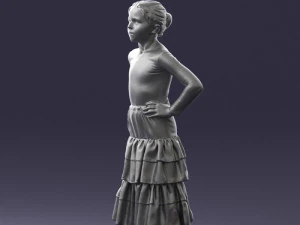 000498 Young Girl in Flamenco Dress 3d print ready 3D Print Model