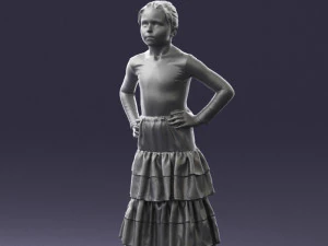 000498 Young Girl in Flamenco Dress 3d print ready 3D Print Model