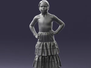 000498 Young Girl in Flamenco Dress 3d print ready 3D Print Model