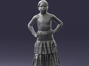 000498 Young Girl in Flamenco Dress 3d print ready 3D Print Model