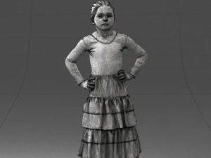 000498 Young Girl in Flamenco Dress 3d print ready 3D Print Model