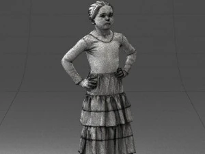 000498 Young Girl in Flamenco Dress 3d print ready 3D Print Model