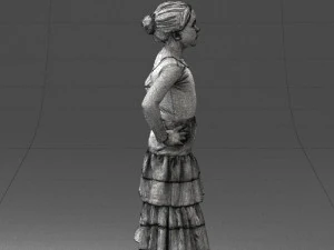 000498 Young Girl in Flamenco Dress 3d print ready 3D Print Model