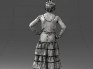 000498 Young Girl in Flamenco Dress 3d print ready 3D Print Model