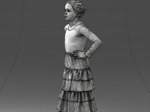 000498 Young Girl in Flamenco Dress 3d print ready 3D Print Model