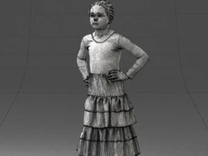 000498 Young Girl in Flamenco Dress 3d print ready 3D Print Model