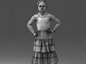 000498 Young Girl in Flamenco Dress 3d print ready 3D Print Model