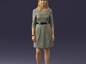 000501 Young Woman in Casual Dress Standing Female Character 3D Model