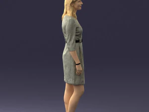 000501 Young Woman in Casual Dress Standing Female Character 3D Model