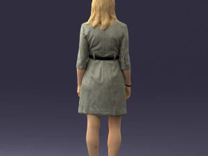 000501 Young Woman in Casual Dress Standing Female Character 3D Model