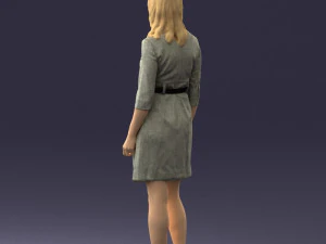 000501 Young Woman in Casual Dress Standing Female Character 3D Model