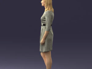 000501 Young Woman in Casual Dress Standing Female Character 3D Model