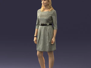 000501 Young Woman in Casual Dress Standing Female Character 3D Model