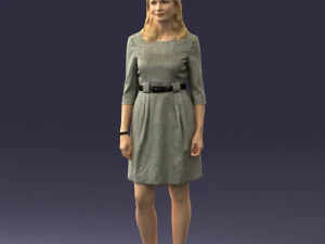 000501 Young Woman in Casual Dress Standing Female Character 3D Model