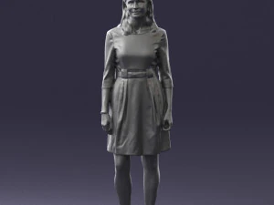 000501 Young Woman in Casual Dress Standing Female Character 3D Model