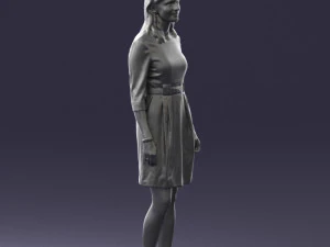 000501 Young Woman in Casual Dress Standing Female Character 3D Model