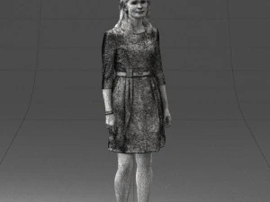 000501 Young Woman in Casual Dress Standing Female Character 3D Model