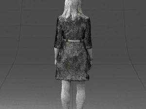 000501 Young Woman in Casual Dress Standing Female Character 3D Model
